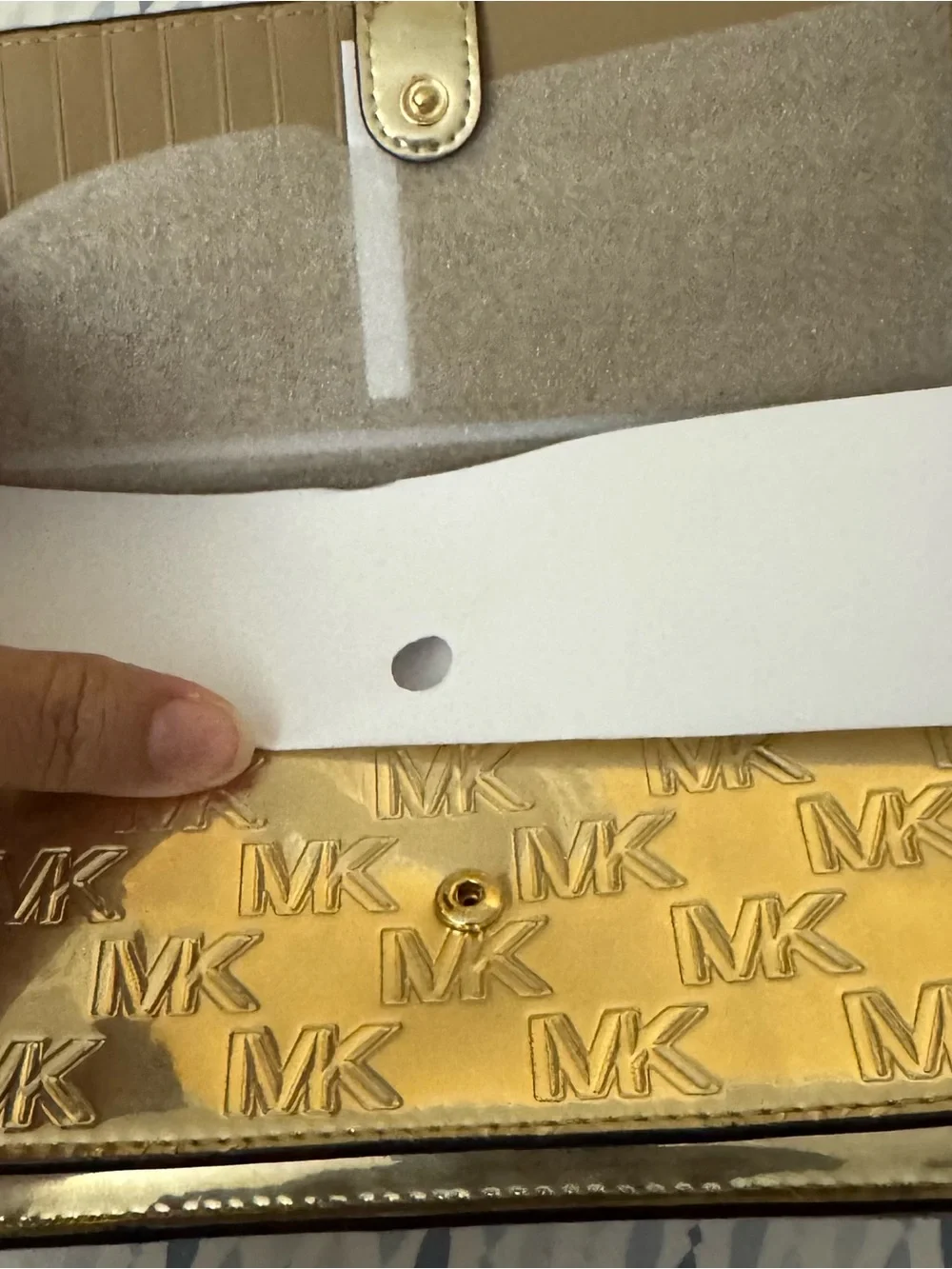 Michael Kors Metallic Gold Embossed MK Clutch Crossbody